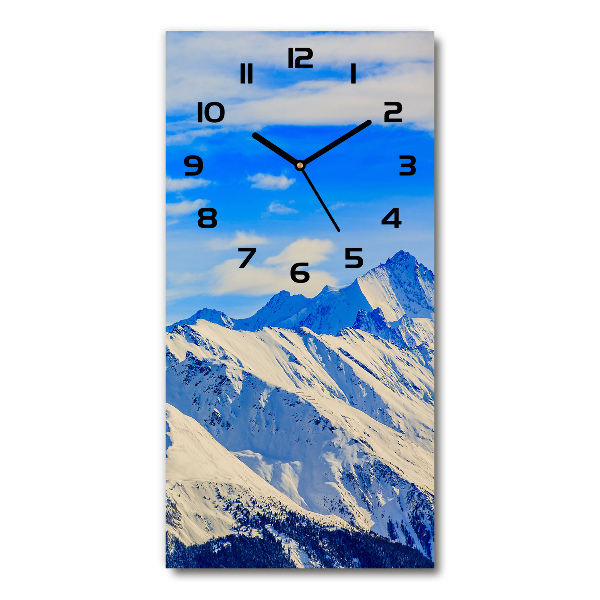 Orologio verticale in vetro con motivo di montagne in inverno