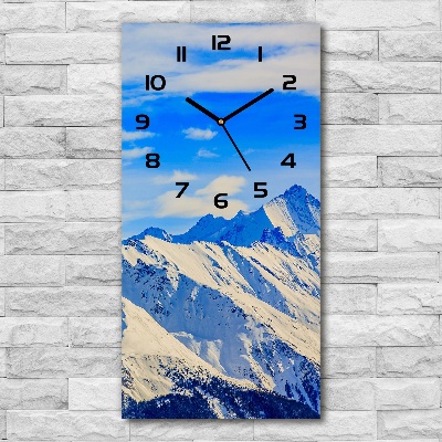 Orologio verticale in vetro con motivo di montagne in inverno