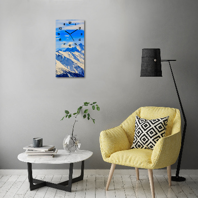 Orologio verticale in vetro con motivo di montagne in inverno