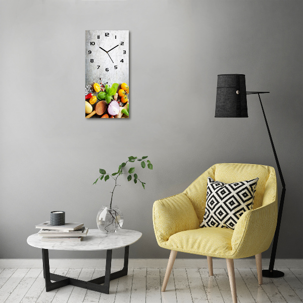 Orologio verticale in vetro con motivo a verdure