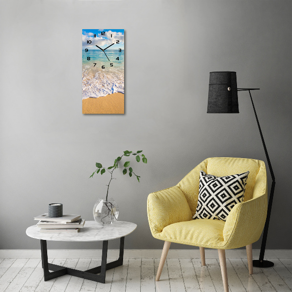 Orologio verticale in vetro con motivo spiaggia tropicale