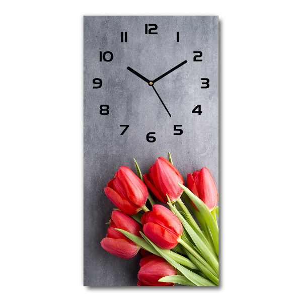 Orologio verticale in vetro con motivo a fiore rosso