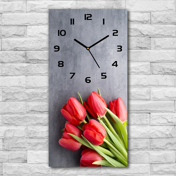Orologio verticale in vetro con motivo a fiore rosso