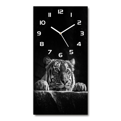 Orologio verticale in vetro con decorazione a tigre