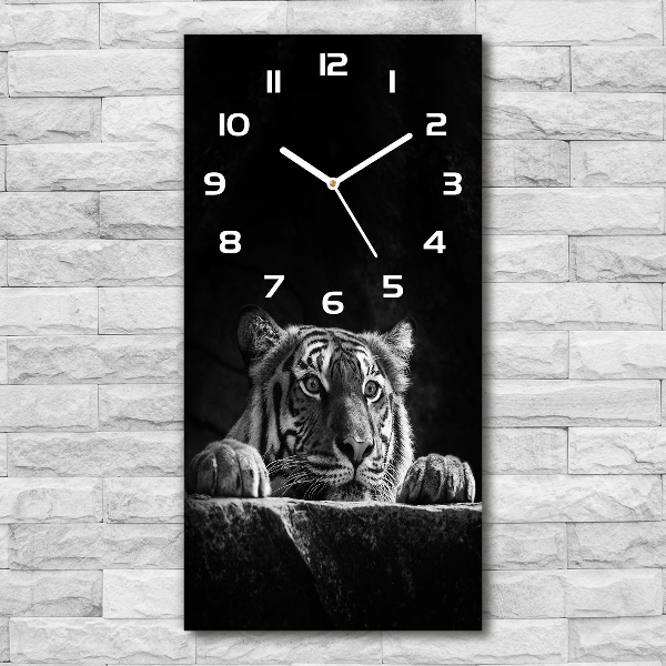 Orologio verticale in vetro con decorazione a tigre