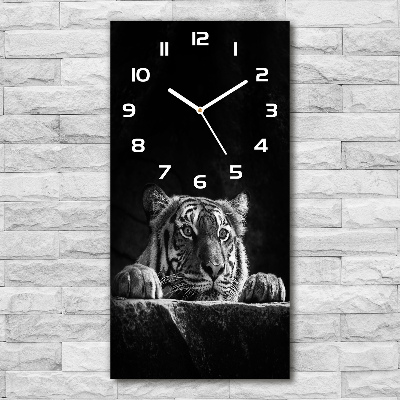 Orologio verticale in vetro con decorazione a tigre