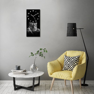 Orologio verticale in vetro con decorazione a tigre