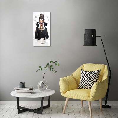 Orologio verticale per donna con motivo raffigurante una donna con gli occhiali