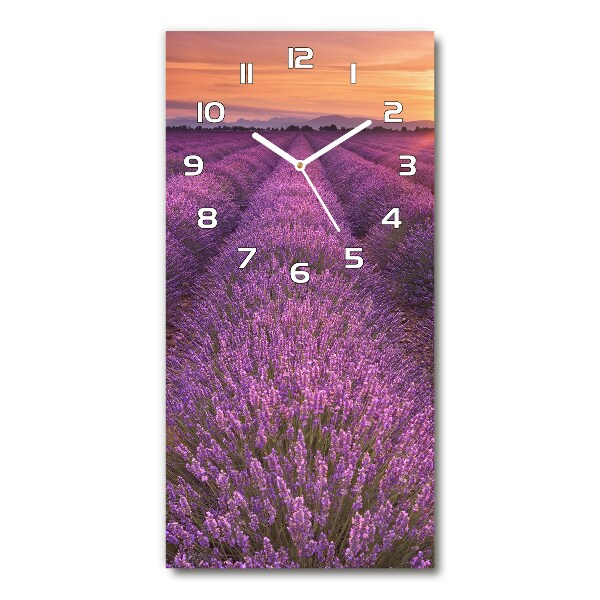 Orologio da parete verticale con motivo di campo di lavanda
