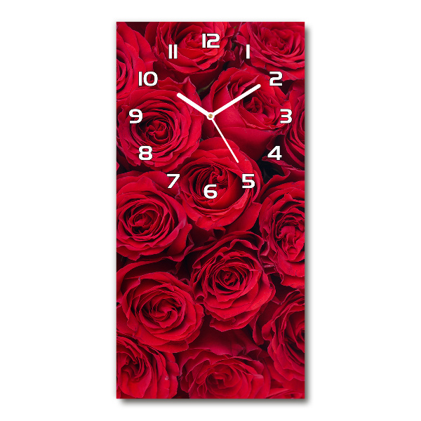 Orologio verticale in vetro con motivo rosa rossa