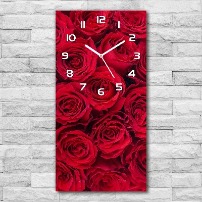 Orologio verticale in vetro con motivo rosa rossa
