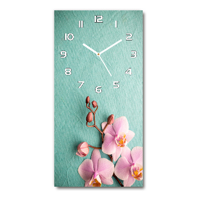 Orologio da parete verticale con motivo orchidea rosa