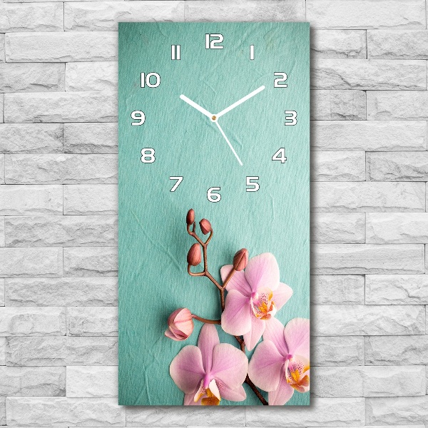 Orologio da parete verticale con motivo orchidea rosa