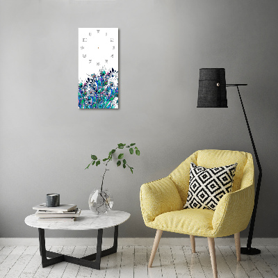 Orologio verticale in vetro con motivo di piume di pavone