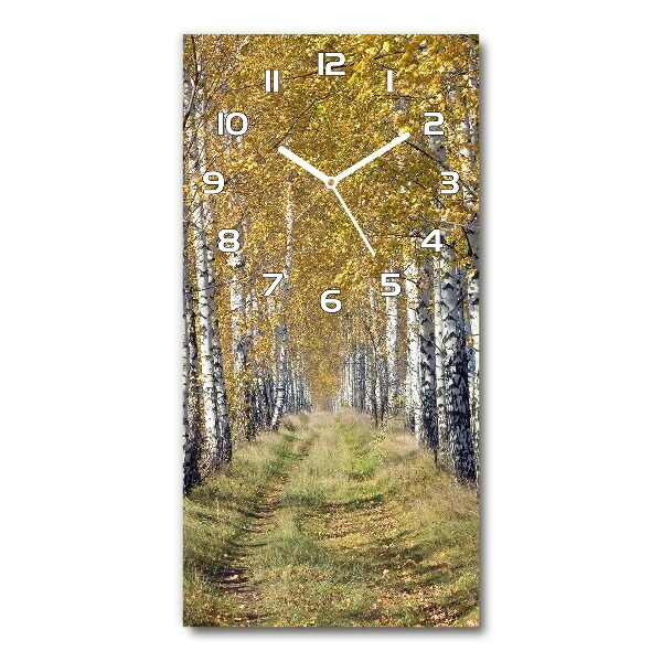 Orologio verticale con motivo della foresta di betulle