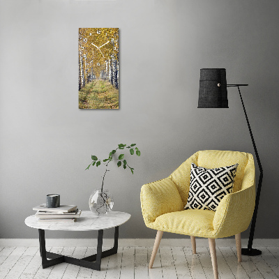 Orologio verticale con motivo della foresta di betulle