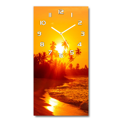 Orologio verticale in vetro con motivo spiaggia tropicale