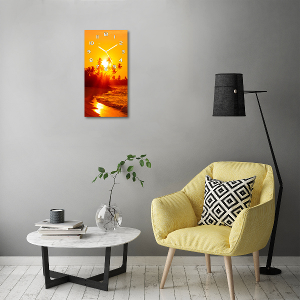 Orologio verticale in vetro con motivo spiaggia tropicale