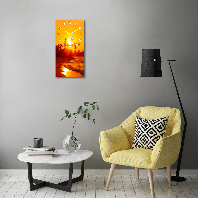 Orologio verticale in vetro con motivo spiaggia tropicale