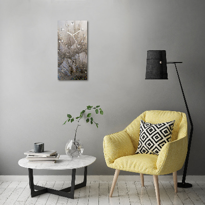 Orologio verticale con quadrante decorato con semi di tarassaco