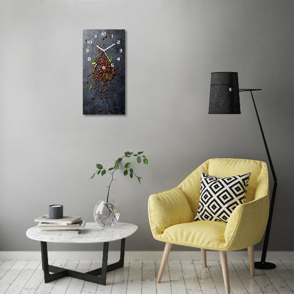 Orologio verticale in vetro con motivo a chicchi di caffè