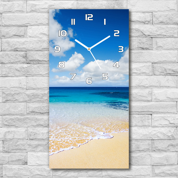 Orologio verticale in vetro con motivo spiaggia tropicale