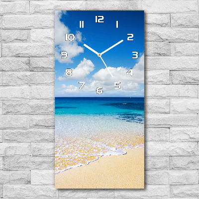 Orologio verticale in vetro con motivo spiaggia tropicale
