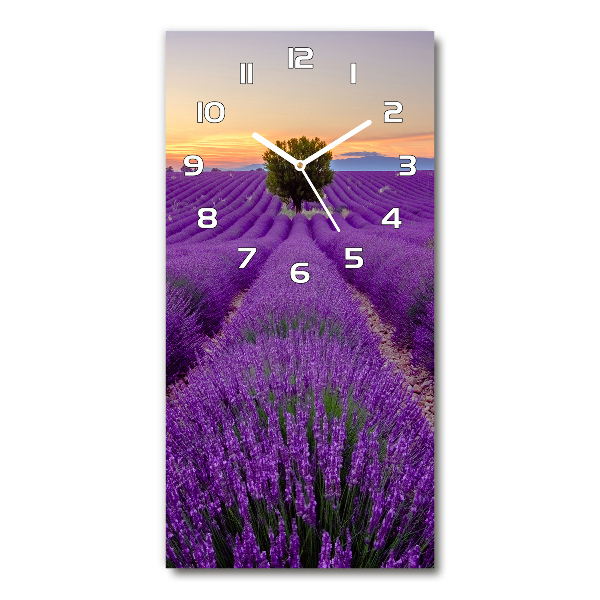 Orologio da parete verticale con decorazione a campo di lavanda