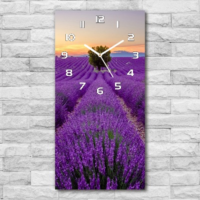 Orologio da parete verticale con decorazione a campo di lavanda