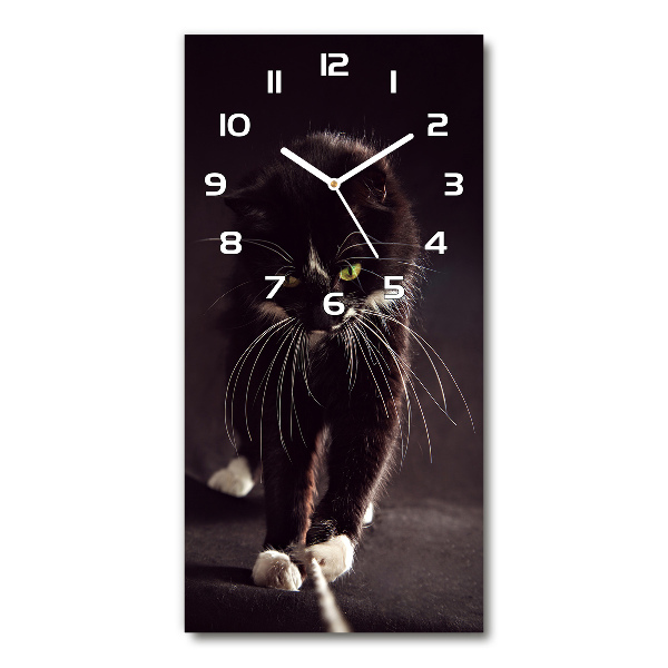 Orologio da parete verticale con motivo gatto nero