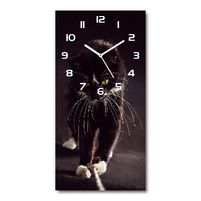 Orologio da parete verticale con motivo gatto nero