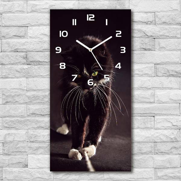 Orologio da parete verticale con motivo gatto nero