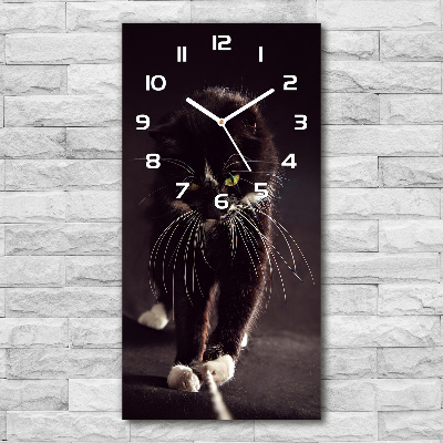 Orologio da parete verticale con motivo gatto nero