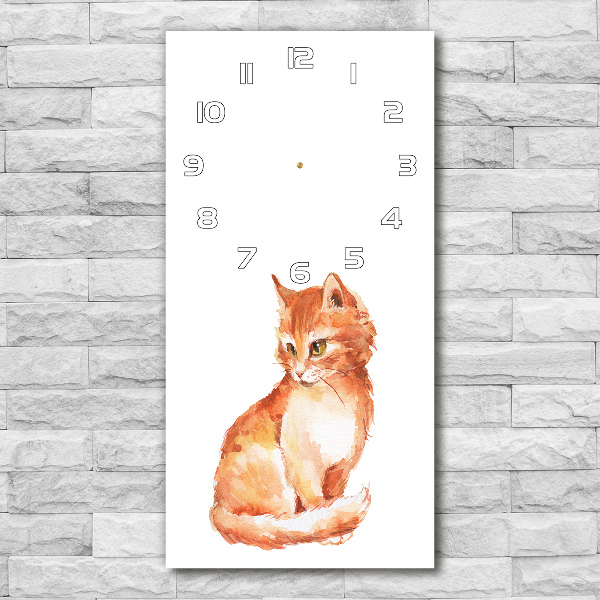 Orologio da parete verticale con motivo di gatto rosso