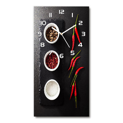 Orologio verticale in vetro con decorazione a tema spezie e peperoni