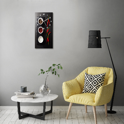 Orologio verticale in vetro con decorazione a tema spezie e peperoni