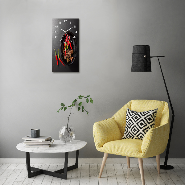 Orologio da parete verticale con motivo di peperoncini