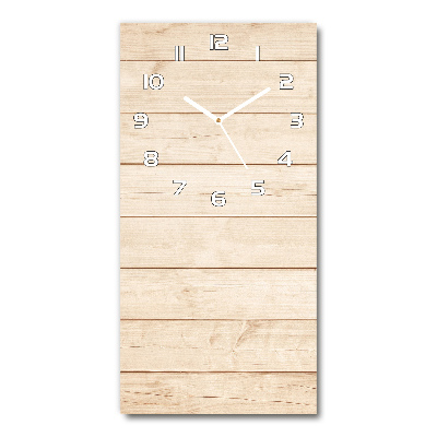 Orologio verticale in vetro con sfondo in legno