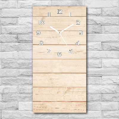 Orologio verticale in vetro con sfondo in legno