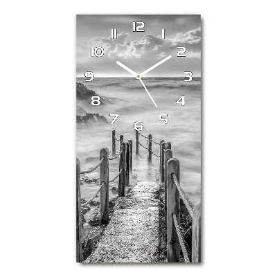 Orologio verticale in vetro con stampa raffigurante un sentiero in riva al mare