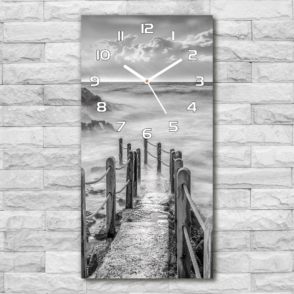 Orologio verticale in vetro con stampa raffigurante un sentiero in riva al mare