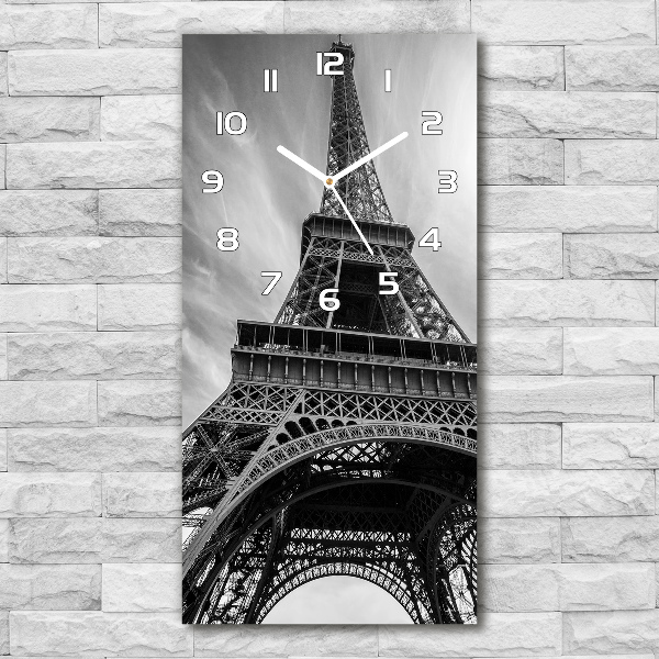 Orologio verticale in vetro con stampa della Torre Eiffel di Parigi
