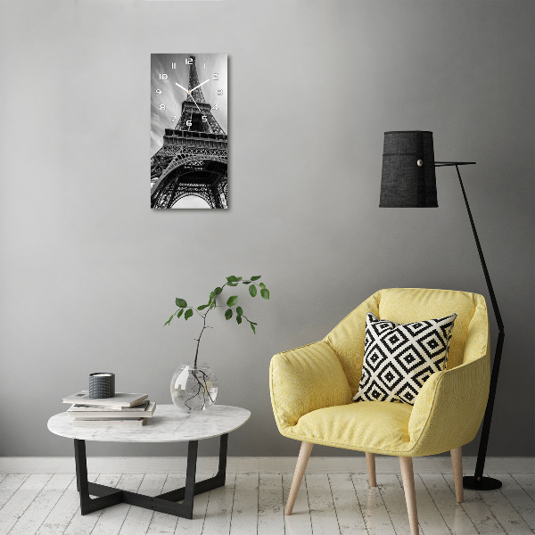 Orologio verticale in vetro con stampa della Torre Eiffel di Parigi