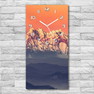 Orologio da parete verticale con stampa panoramica dei Monti Tatra