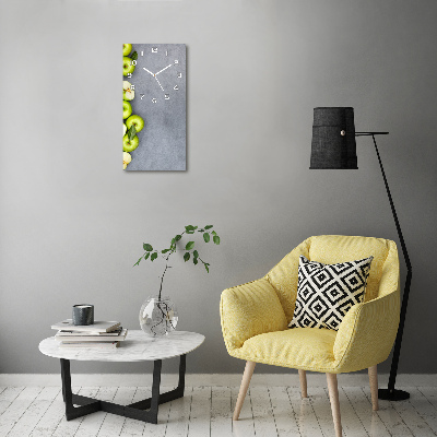 Orologio verticale in vetro con motivo di mele verdi