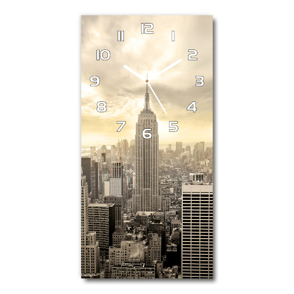 Orologio verticale in vetro con motivo di Manhattan, New York