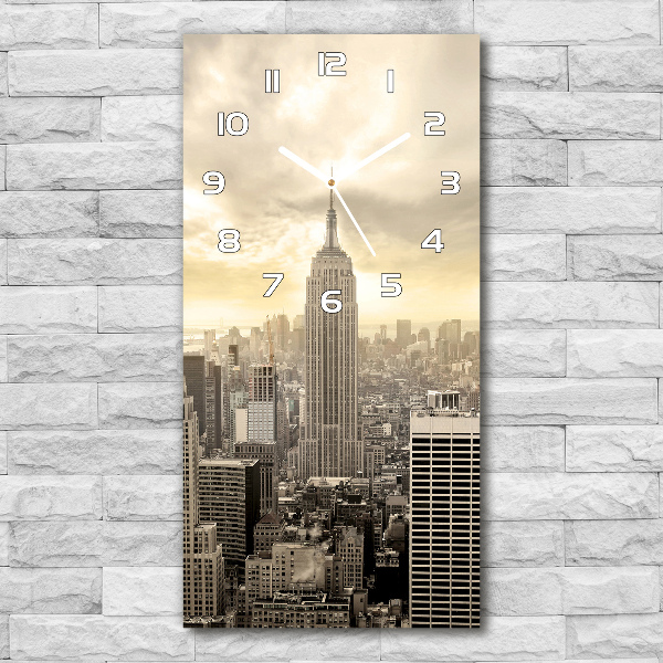 Orologio verticale in vetro con motivo di Manhattan, New York