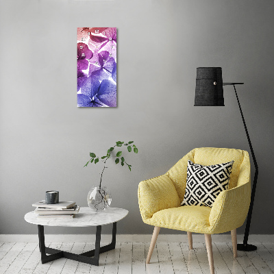 Orologio verticale in vetro con decorazione di fiori viola