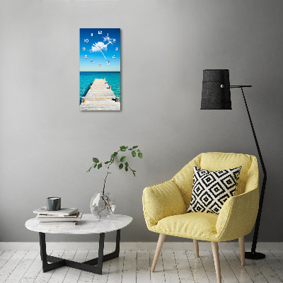 Orologio verticale in vetro con molo decorativo in legno