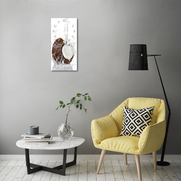 Orologio da parete verticale con finitura in noce di cocco